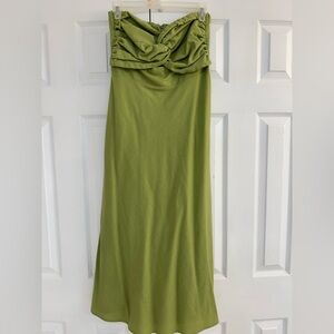 Francesca’s: Worn Once - Green Strapless Dress Size Medium